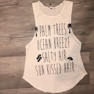 Palm Trees Ocean Sleeveless Tank Top Cotton Tee